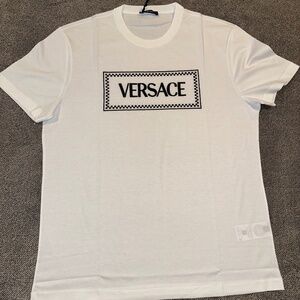 Versace White Logo-Embroidered Cotton T-Shirt $575 size 2XL